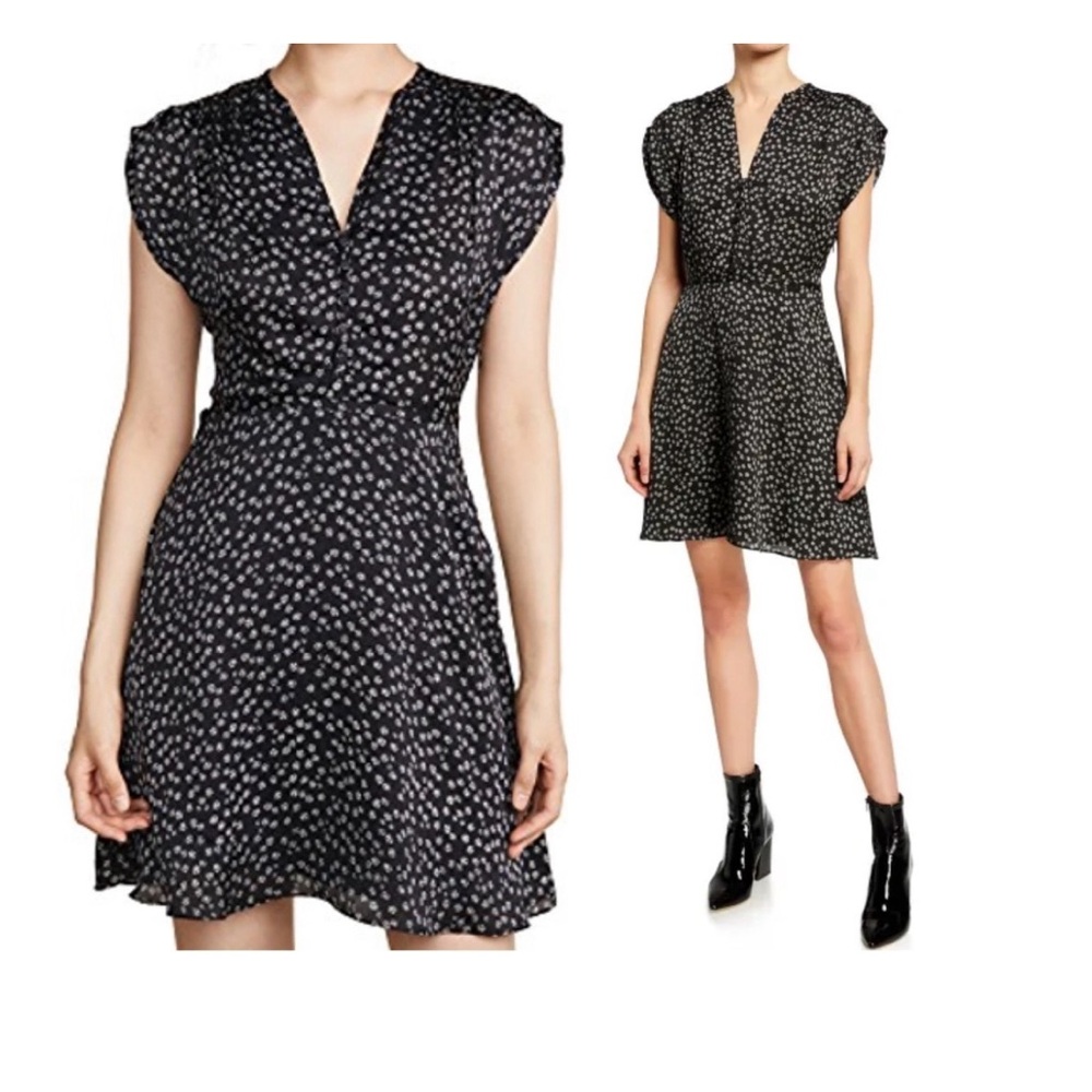 🤍 Equipment Danette V-Neck Floral Mini Dress 🖤 Size 8 Medium